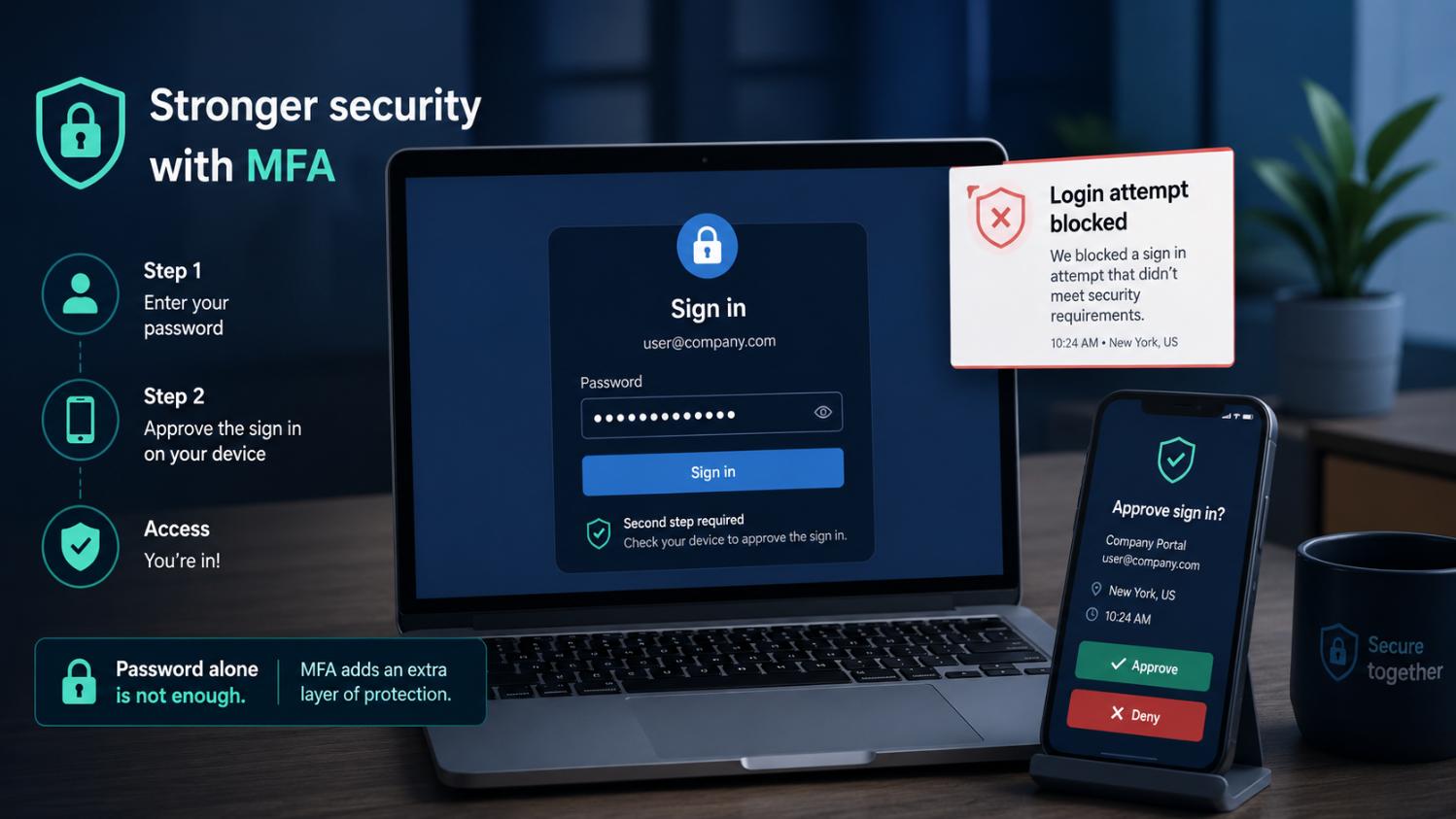 Multi-factor authentication blocking an account takeover
