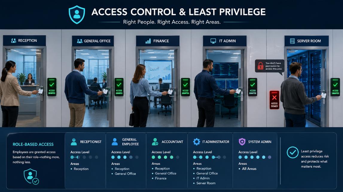 Role-based access control limits the blast radius of a compromised account